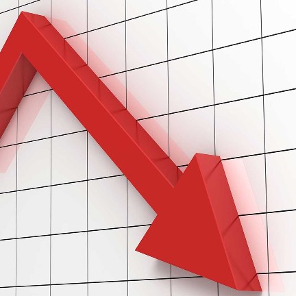 Graph arrow slanting downward